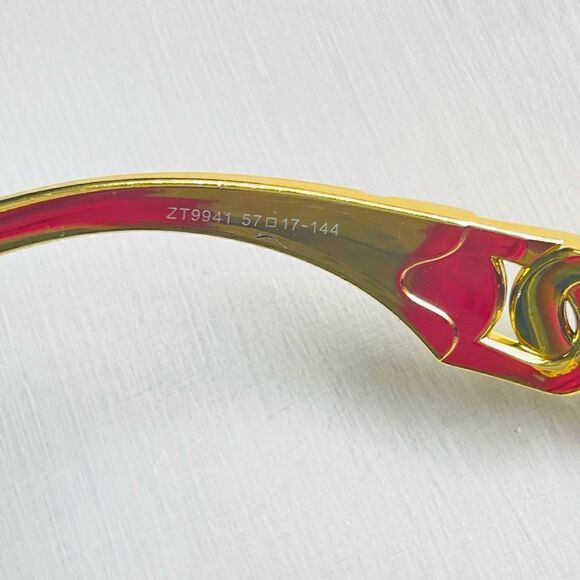 Goldtone and Black Glam Chain Link Fashion Sunglasses - Picture 3 of 7